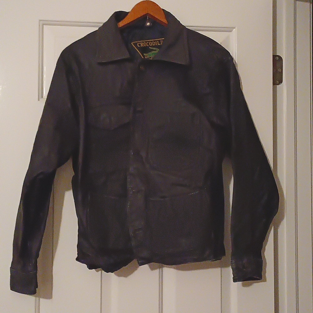 CROCODILE AVIATOR LEATHER JACKET KOREA CLUB 1992 VINTAGE AND VERY RARE
